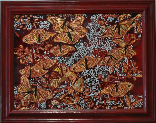 painting on glass "Golden Butterfly"