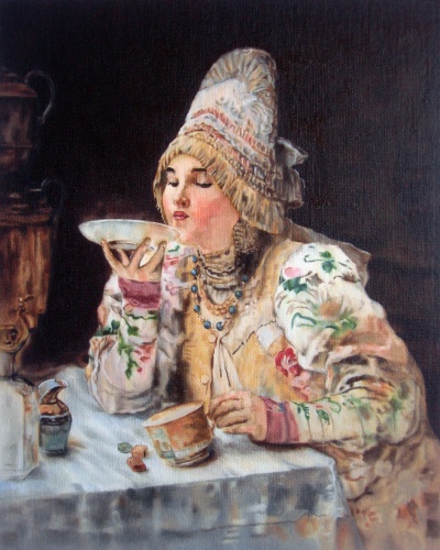 Копия картины Маковского К.Е. "За чаем"